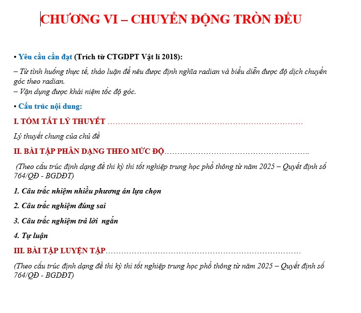 CHƯƠNG 6 - CHUYỂN ĐỘNG TRÒN ĐỀU